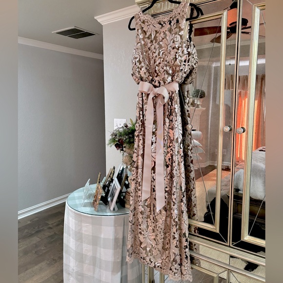 Tadashi Shoji Dresses & Skirts - Tadashi Shoji | Sleeveless Blouson Sequin Lace Gown | Blush Gold✨ | NWT | Size 6